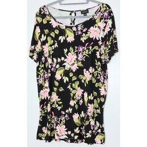 J Jill Wearever Collection Top Size Large Tall Floral Multicolor Side Slit Preow
